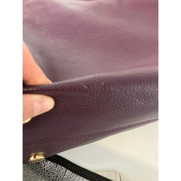 MICHAEL KORS LARGE DARK PURPLE PEBBLED LEATHER SHOULDER BAG - Picture 15 of 16